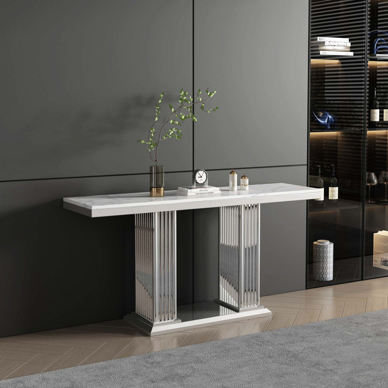 Console 59,06 ", Blanc, Argent