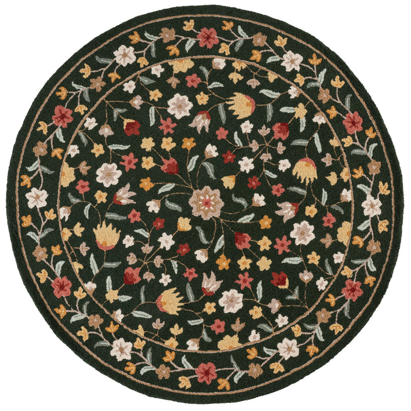 Chelsea Hand Tufted Wool; Cotton Floral Indoor Rug, 6'-0" x 6'-0" Round