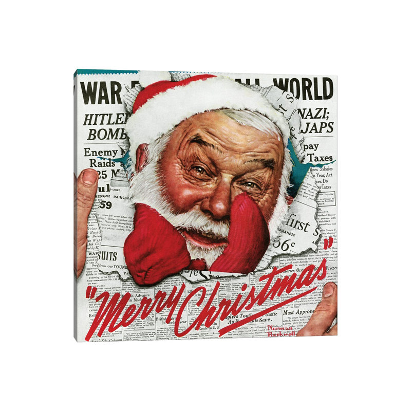 «Santa's In The News», reproduction d'art sur toile tendue