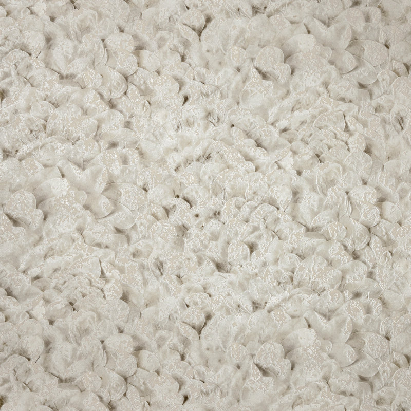Salt 3D Embossed Lustre Arco Flower Leaf Wallpaper Roll, Ivory
