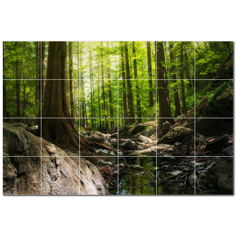 Trees Photo 4.25'' x 4.25'' Satin Ceramic Decorative Mural