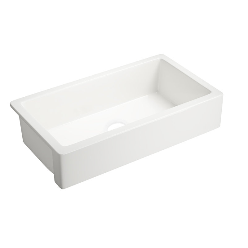 Évier de cuisine en argile réfractaire à tablier simple l 37 po x P 19 po, 37" W x 6.9" D