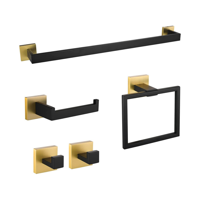 5 - Piece Bathroom Hardware Set, Golden Black
