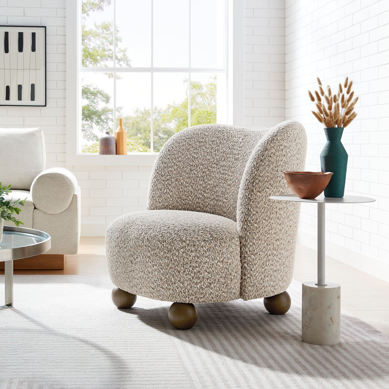 Monroe Boucle Fabric Accent Chair, Coral Fabric