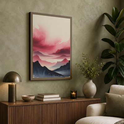 Mountains at Dawn Minimalist 1 Piece Wrapped Canvas Wall Art