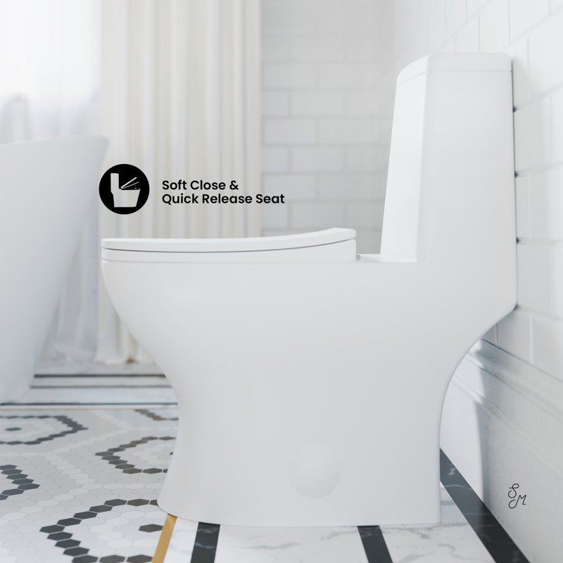 Ivy One-Piece Elongated Toilet Vortex Dual-Flush 1.1/1.6 gpf, 10, White, Left