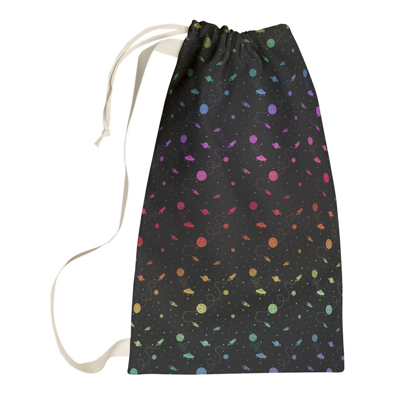 Leffel Fabric Laundry Bag with Handles, Small ( 64" H x 20" W x 1.5" D), Green/Pink