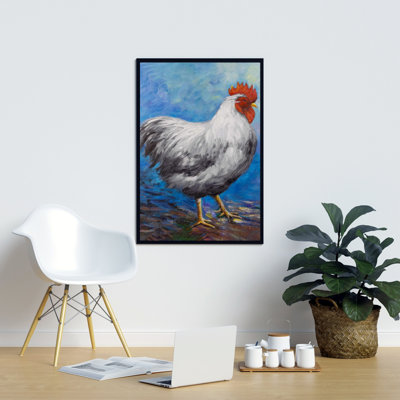 Grey Rooster Print On Canvas