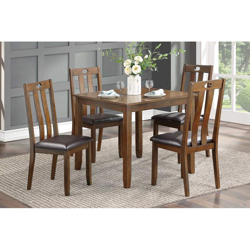 Ensemble de table de salle à manger 5 pièces et 4 chaises d'appoint rembourrées