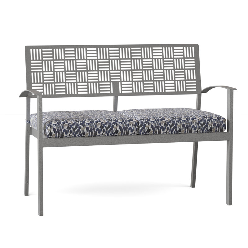 New Century Outdoor Bench, Pewter, Canvas Heather Beige Sunbrella® Canvas