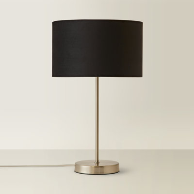 Dadiva Brushed Chrome Stem Table Lamp with Velvet Reni Shade