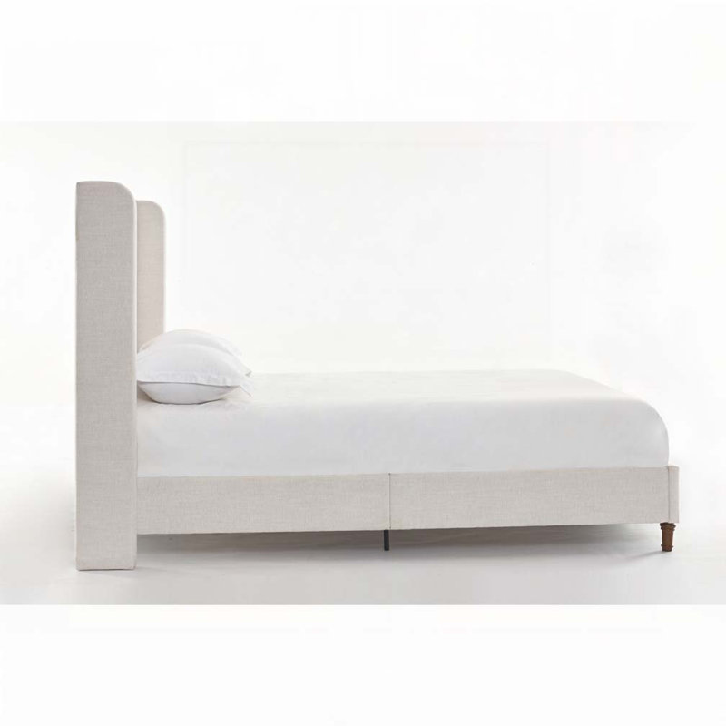 Chenille  Upholstered Wingback Bed, Queen
