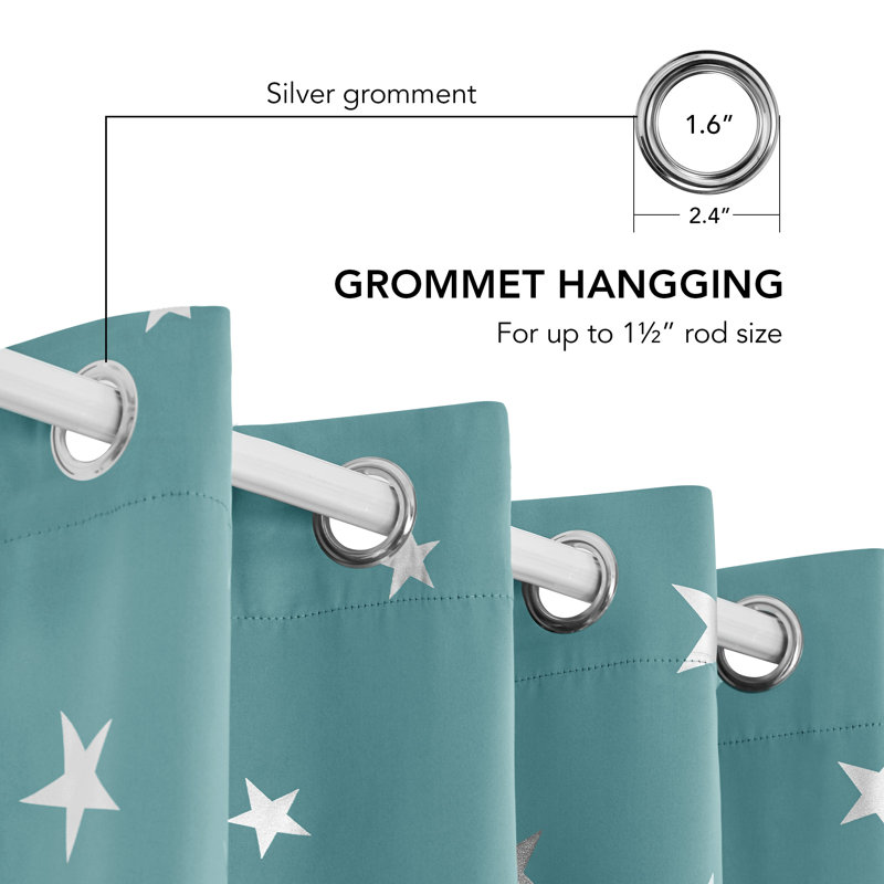 Manzanita Eyelet Room Darkening Thermal Curtains, 117cm W x 183cm D, Sky Blue
