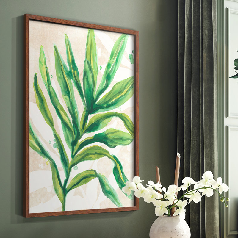 «Parchment Palms I», reproduction encadrée - bois massif, Brun, H 20 po x l 16 po