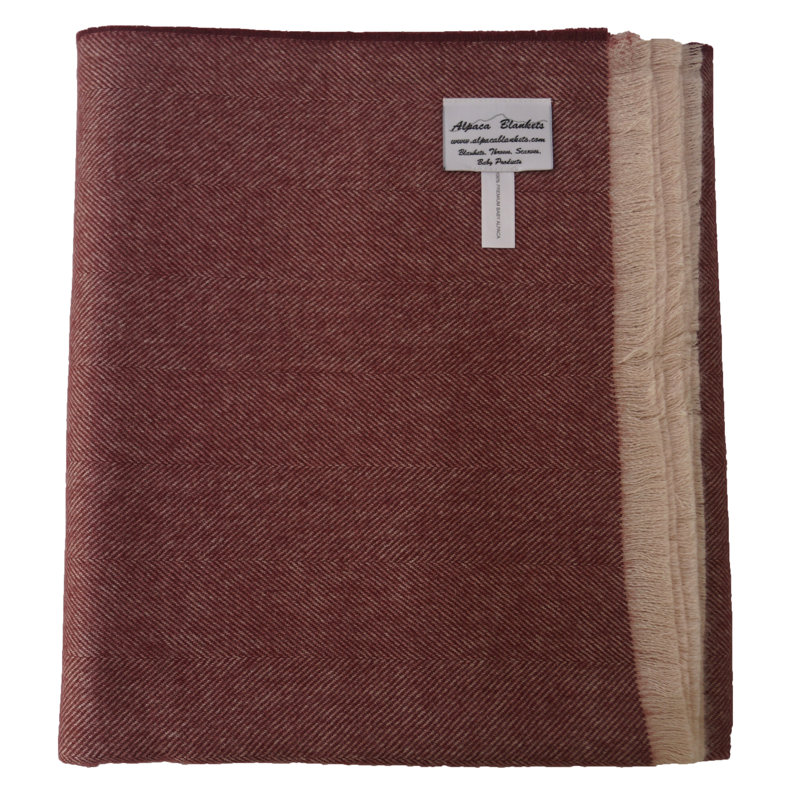 Paris Herringbone Premium 100% Baby Alpaca Throw, Red