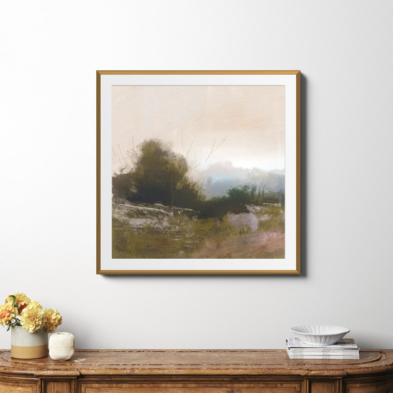 «Spring Farm» par Dan Hobday Art, Oui, Papier avec cadre doré, H 36 po x l 36 po x P 0,75 po