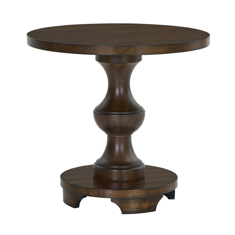 Caesar Traditional Round Pedestal End Table, Espresso