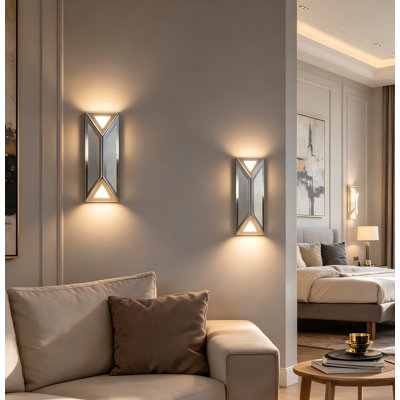 Faustine LED Flush Mounted Sconce Set of 2, Glam Mirror Lights