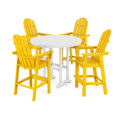 POLYWOOD Vineyard Curveback Adirondack 5-Piece Nautical Trestle Bar Set
