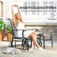Fauteuil oscillant d'extérieur avec repose-pieds, ensemble de 2 pièces de patio avec dossier haut et siège large, ensemble de salon extérieur coulissant avec filet respirant toutes saisons pour porche, jardin, cour, gris-718982156