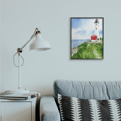 «Beach Cliff Lighthouse Ocean Overlook Landscape» par Melissa Hyatt LLC - impression sur toile