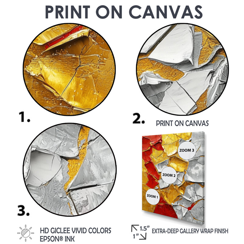 «Abstract Fiery Fragmented Balance I» - Art mural moderne, H 60 po x l 28 po, Reproduction avec cadre flottant, Blanc
