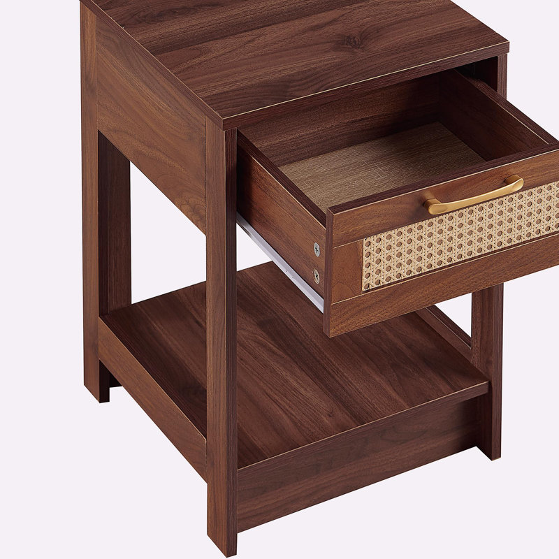Tiroirs avec table d'appoint en osier de PE, table de chevet moderne, table d'appoint de salon et de chambre à coucher