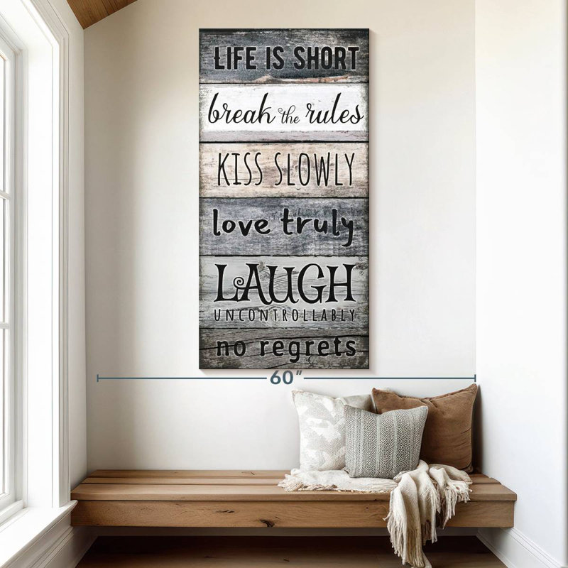Life Is Short, typographie, H 54 po x l 27 po