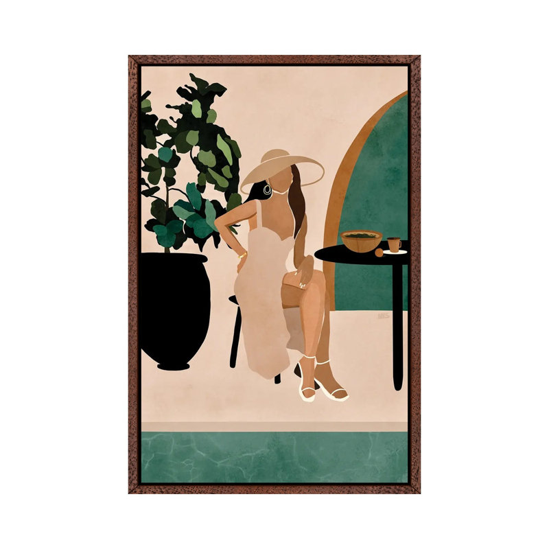 Poolside Brunch by Bria Nicole - Print on Canvas, Classic Brown Wood Framed Canvas, 101.6 cm H x 66.04 cm W
