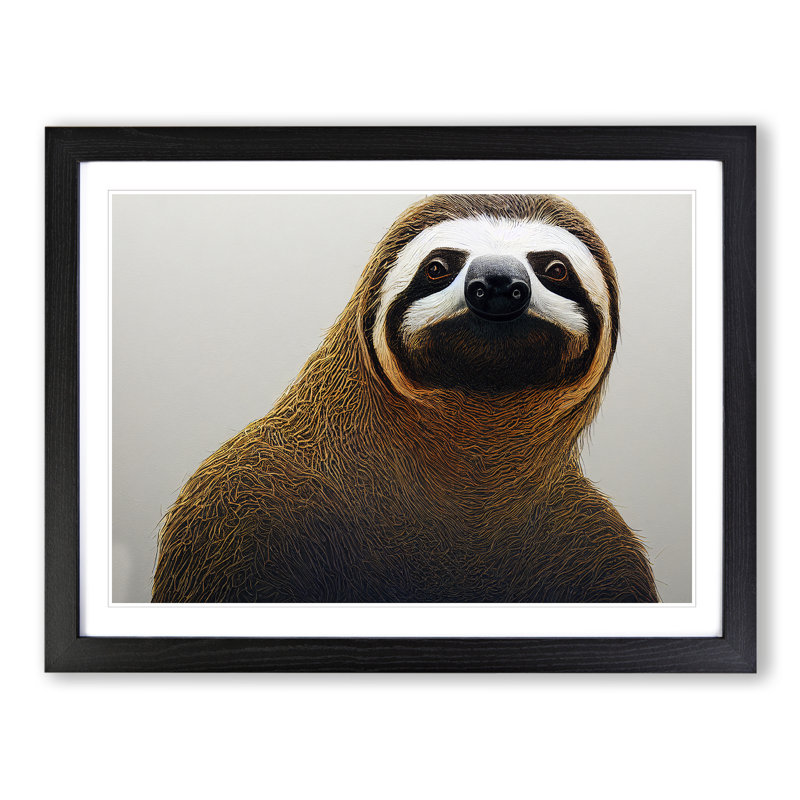 A Shimmering Sloth - Single Picture Frame Print, Black, 46cm H x 64cm W