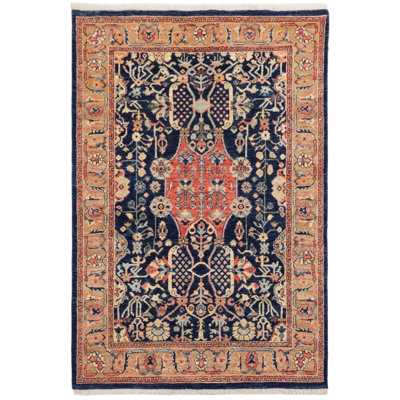 Tapis rectangulaire en laine de conception unique 4 pi 0 po x 5 pi 9 po Robinn