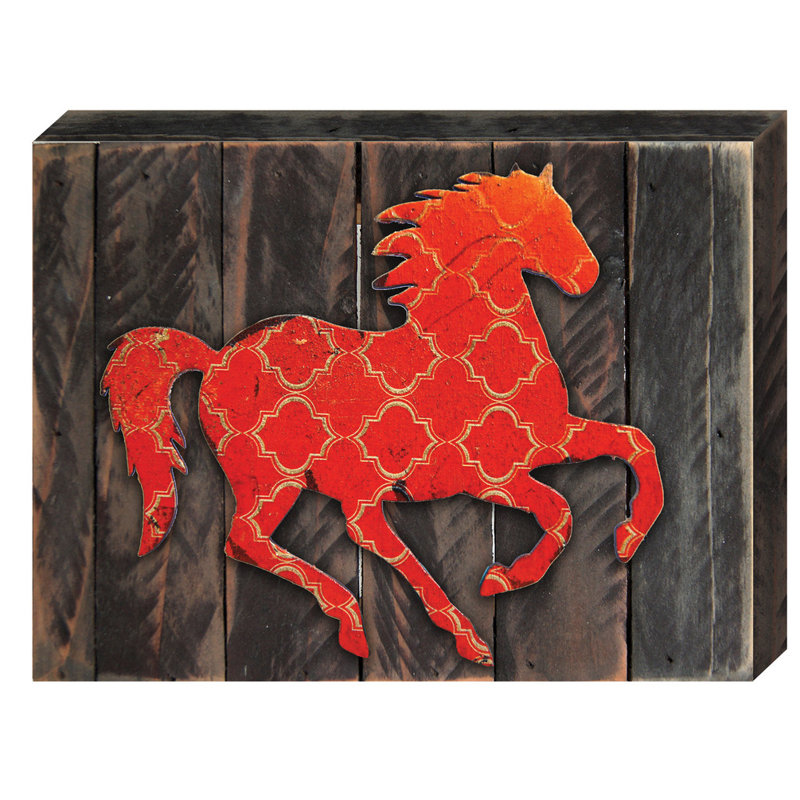 Décoration murale pour planche de bois western stallion, H 6 po x l 8 po x P 1,5 po