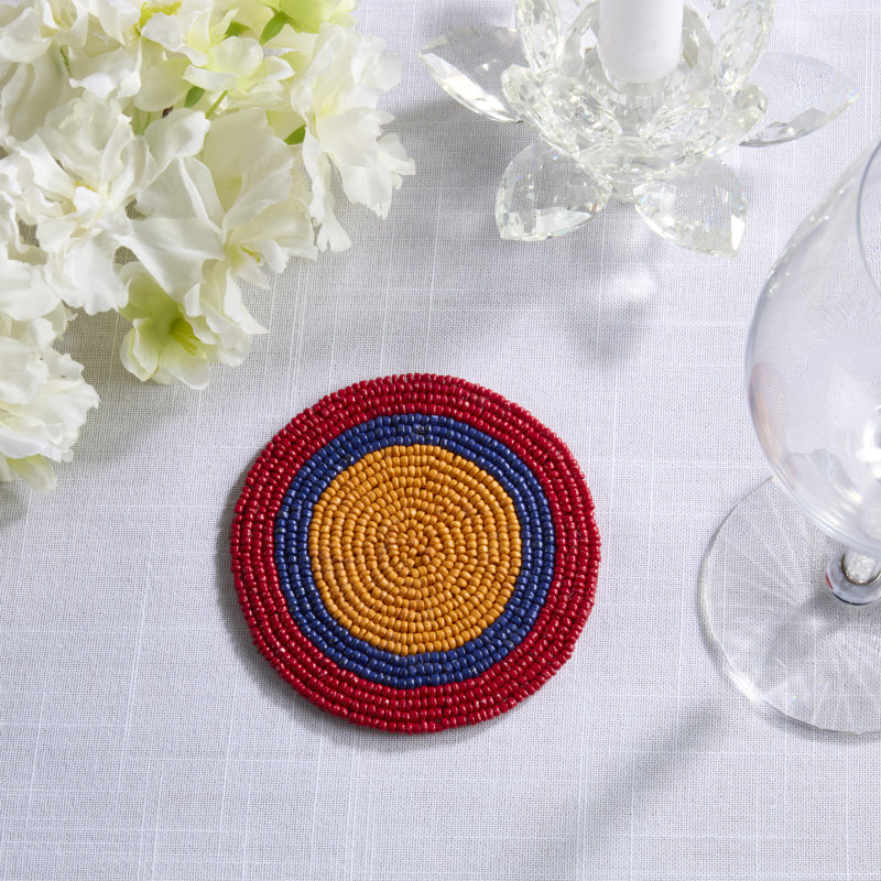 Ensemble de sous-verres à motif de rayures perlées (ensemble de 4)