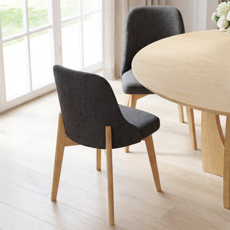 Chaises d'appoint rembourrées en tissu Luciana, Naturel, Gris foncé