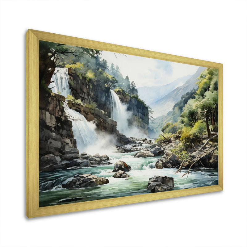 Cascading Dreams Columbia River, reproduction d'art sur toile, H 34 po x l 44 po x P 1,5 po, Cadre photo noir