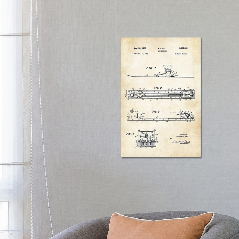 Ski Binding by Patent77 - Wrapped Canvas Print, 66.04 cm H x 45.72 cm W x 3.175 cm D