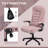 6 Point Vibrating Massage Office Chair With Heat, Velvet High Back Executive Office Chair With Reclining Backrest, Padded Armrests And Remote, Pink
