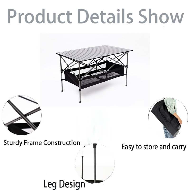 Table de pique-nique portable et pliable, H 27,56 po x L 44,46 po x P 27,56 po