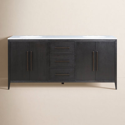 Alsup 72" Double Bathroom Vanity with Marble Top