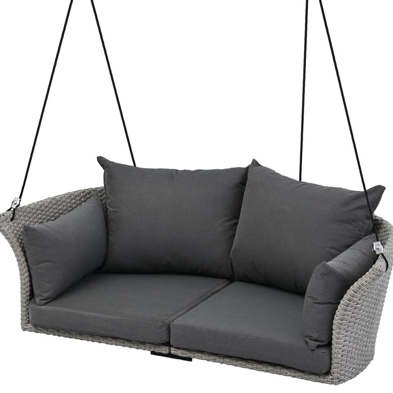 2 sièges suspendus gris, avec coussin de dossier confortable et balançoire d'extérieur, coussin de siège épais, cordes solides