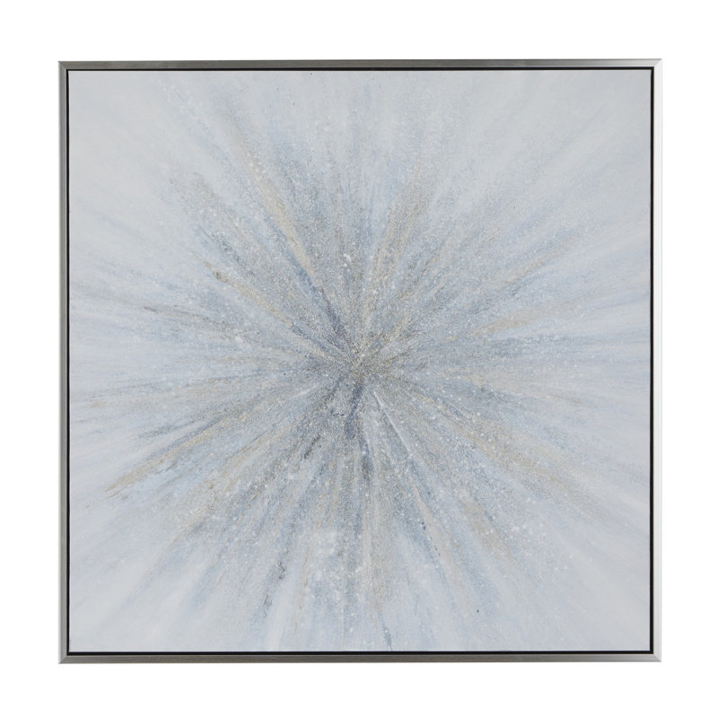 Toile, art mural encadré argenté encadré bleu Starburst