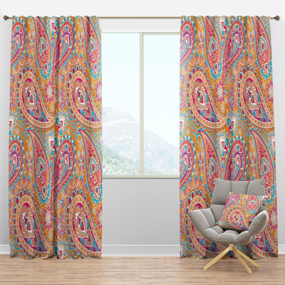 Colourful boho Paisley pattern curtain - Rod Pocket Single Curtain Panel