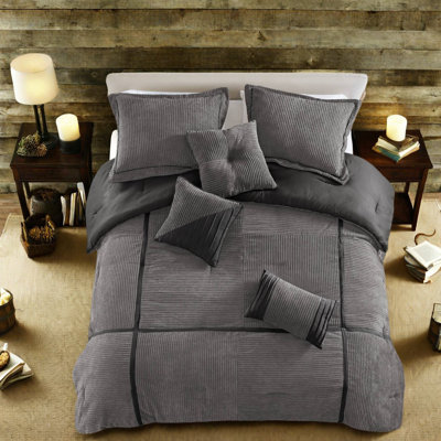 Ensembles de literie douillets, micro velours côtelé, gris moderne pour la maison