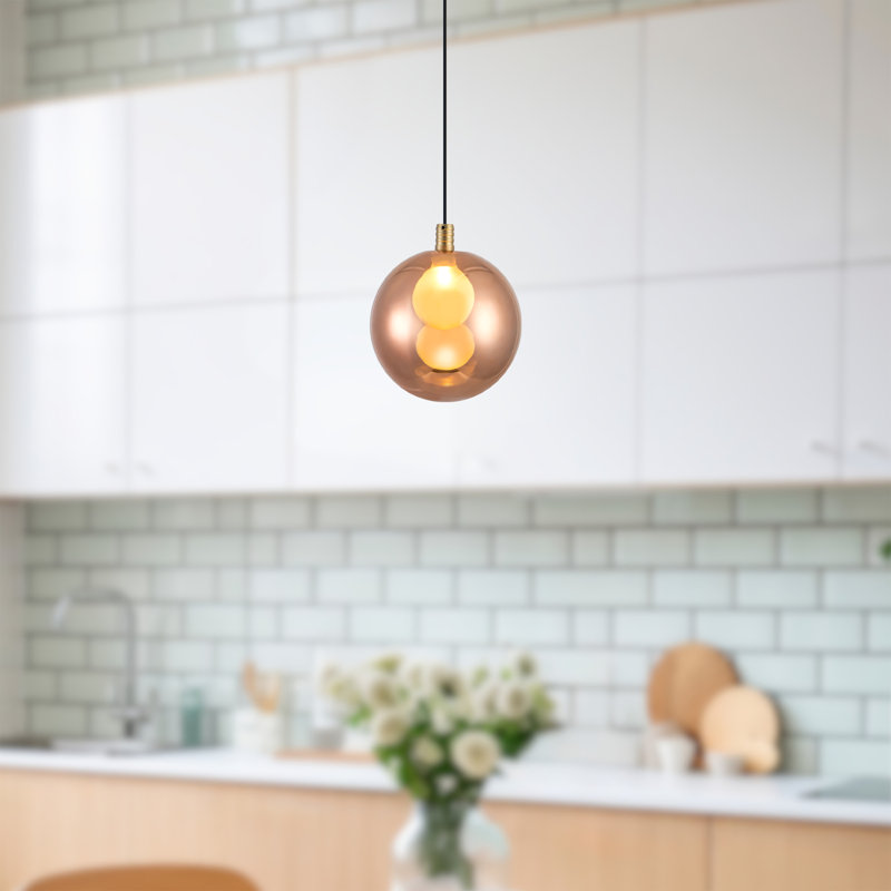 Bolla 6-in Gold dimmable LED Pendant, Brushed Gold