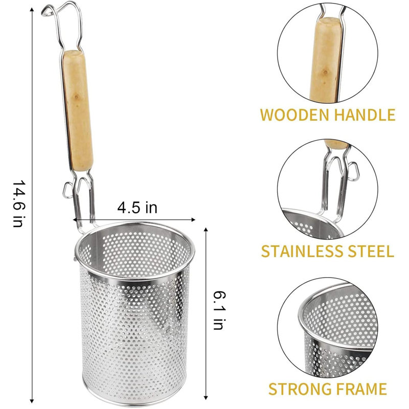 Crépine à pâtes, paquet de 2 crépines en acier inoxydable pour pâtes, nouilles, boulettes (P 4,54 po x H 6,1 po)