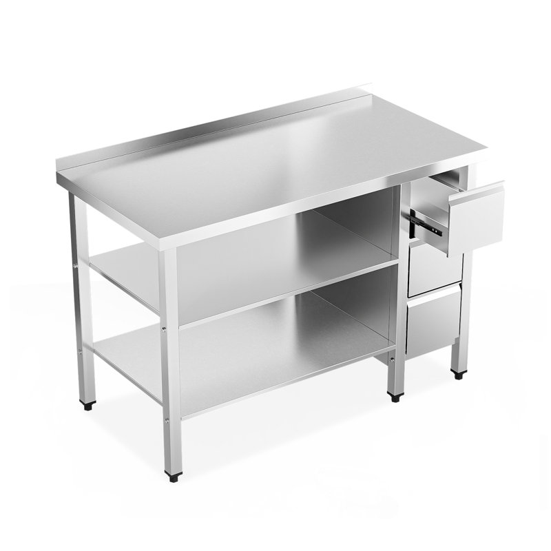 48 po x 24 po Table de préparation en acier inoxydable avec 3 tiroirs
