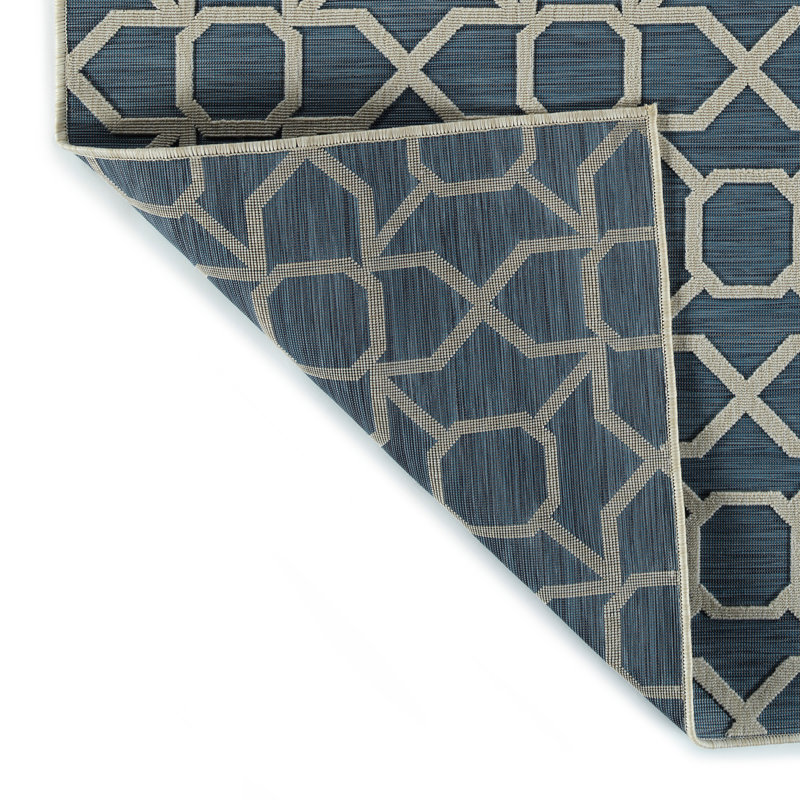Contemporary Transitional Geometric Textured High-Low Cut & Loop, Rectangle 7'10" x 10'