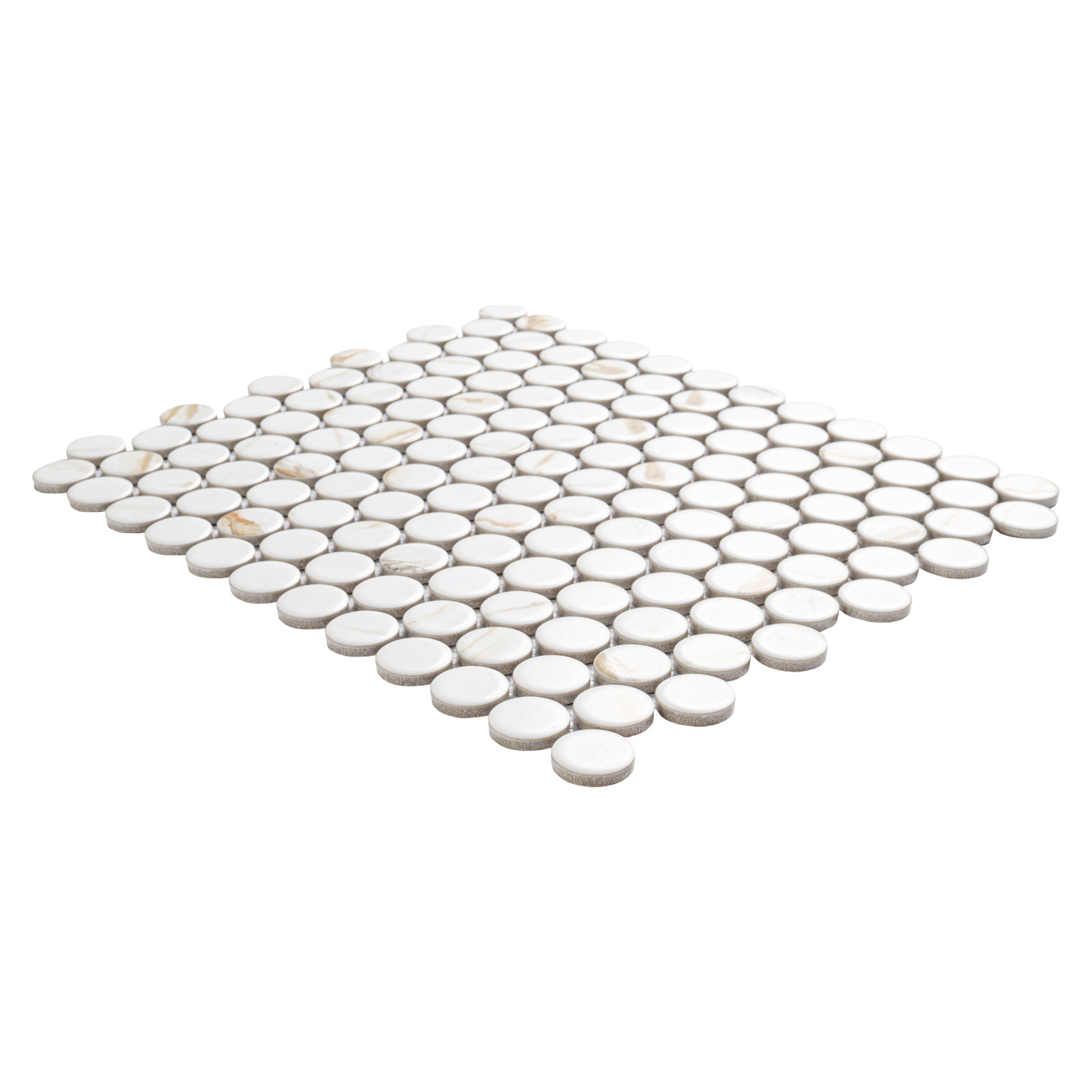 Calacatta Gold Round 11 in. x 12 in. Matte Porcelain Mosaic Floor and Wall Tile
