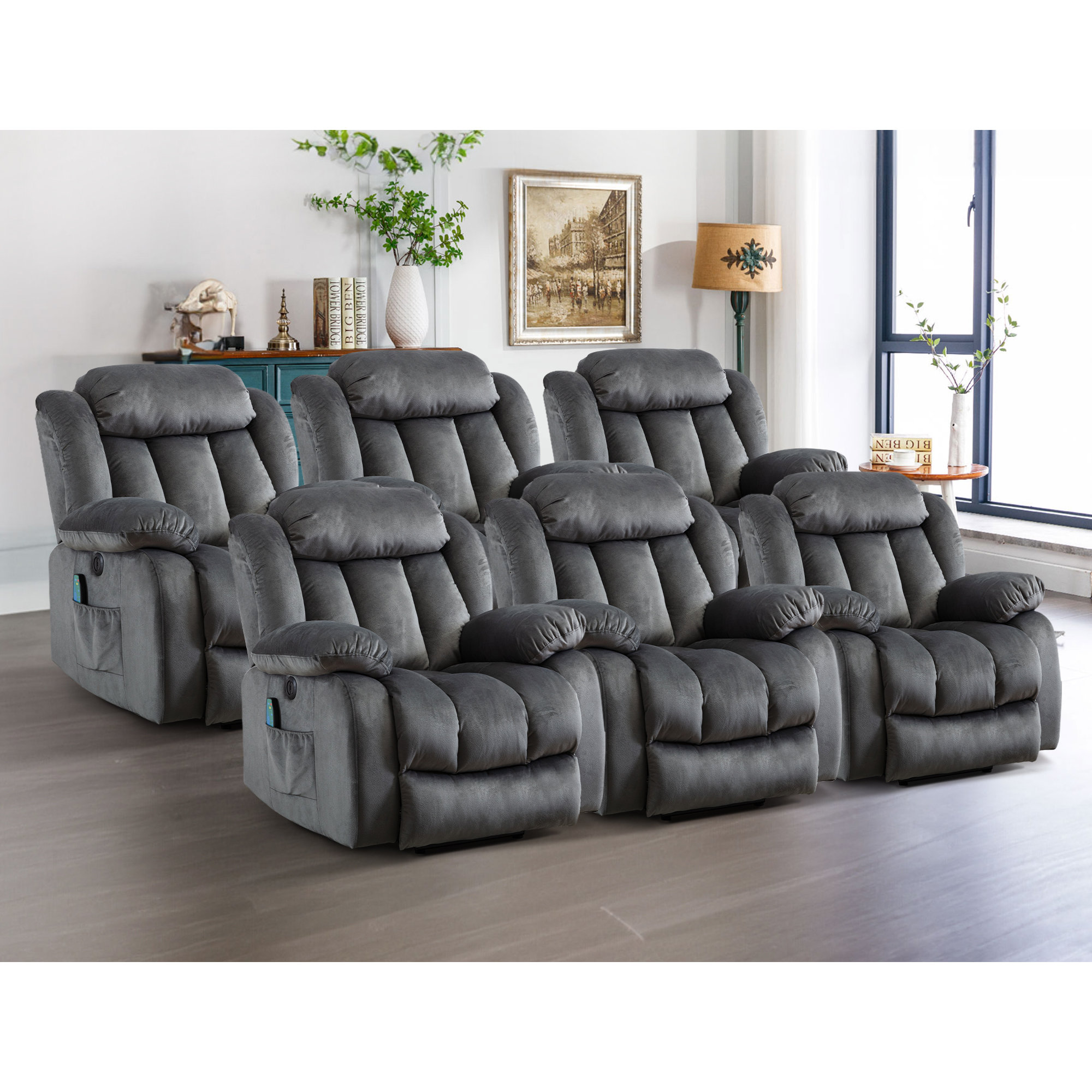 Bonzy Home 39.4 Wide Power Lift Recliner Chair Massage Seating Set