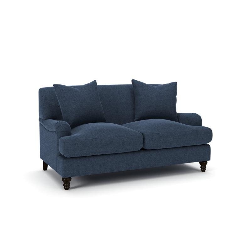 Walters Tight Back Loveseat, Drusky Navy Sustain® Basketweave